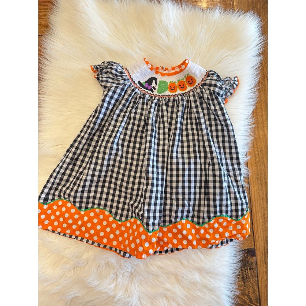 Lil Cactus BOO Halloween smocked dress 18/24m EUC‎